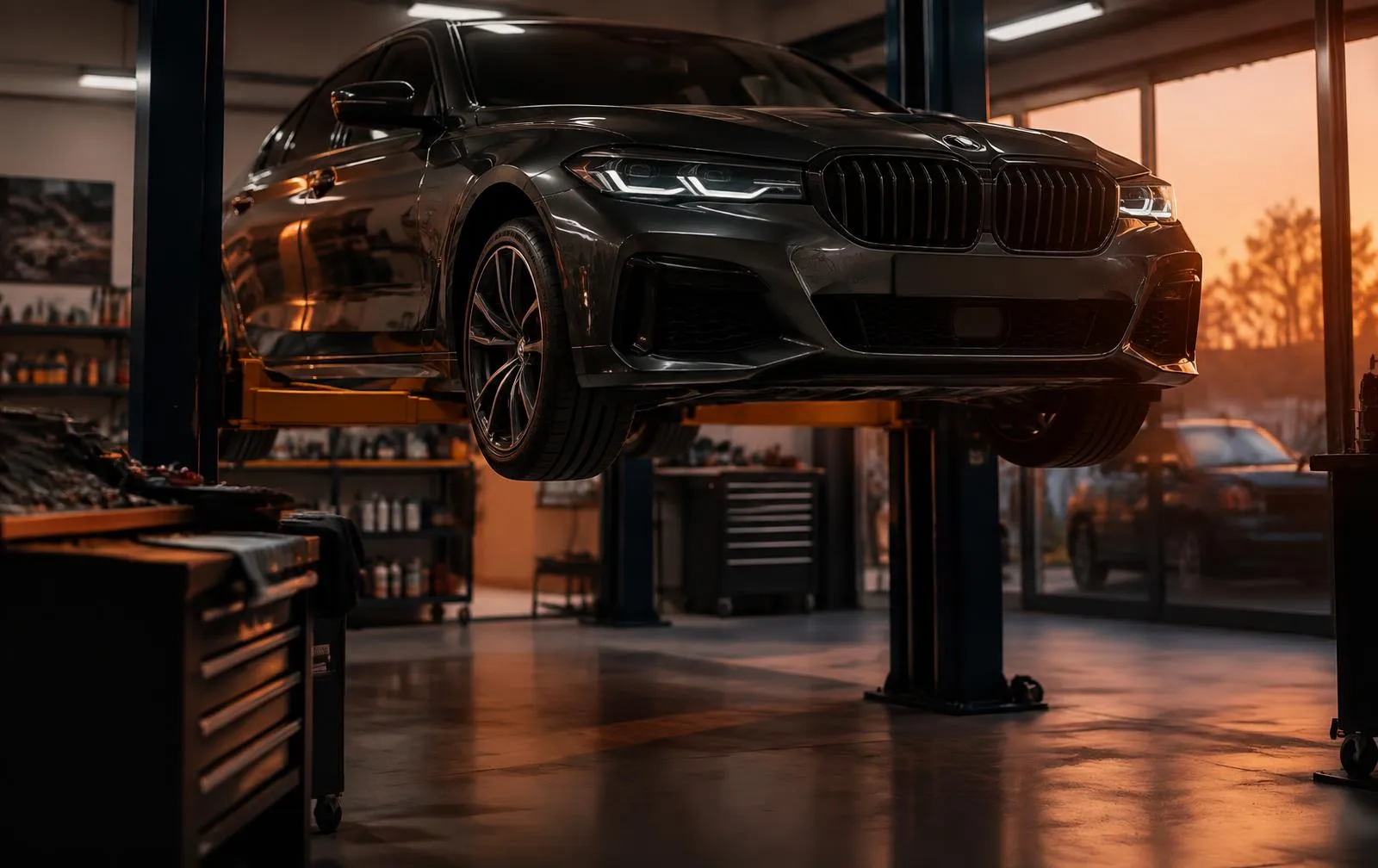 Late-model car on a hoist ready for a logbook service at Ignited Automotive